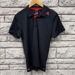 Adidas Men's Black and Red Polo Shirt